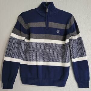 Chaps Striped Boys Large Quarter Zip Long Sleeve Pullover Sweater